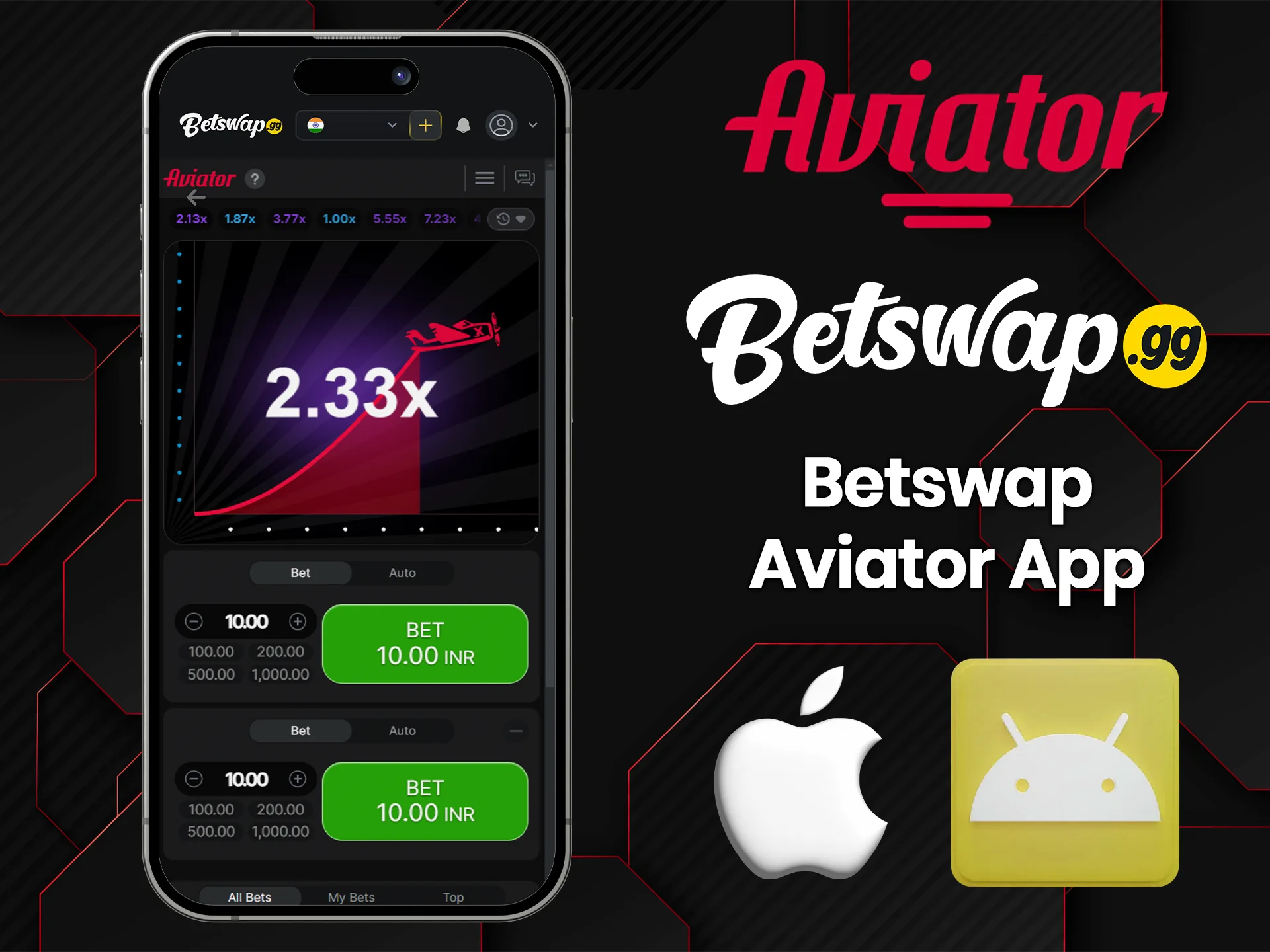 You can play Aviator via the Betswap mobile app.