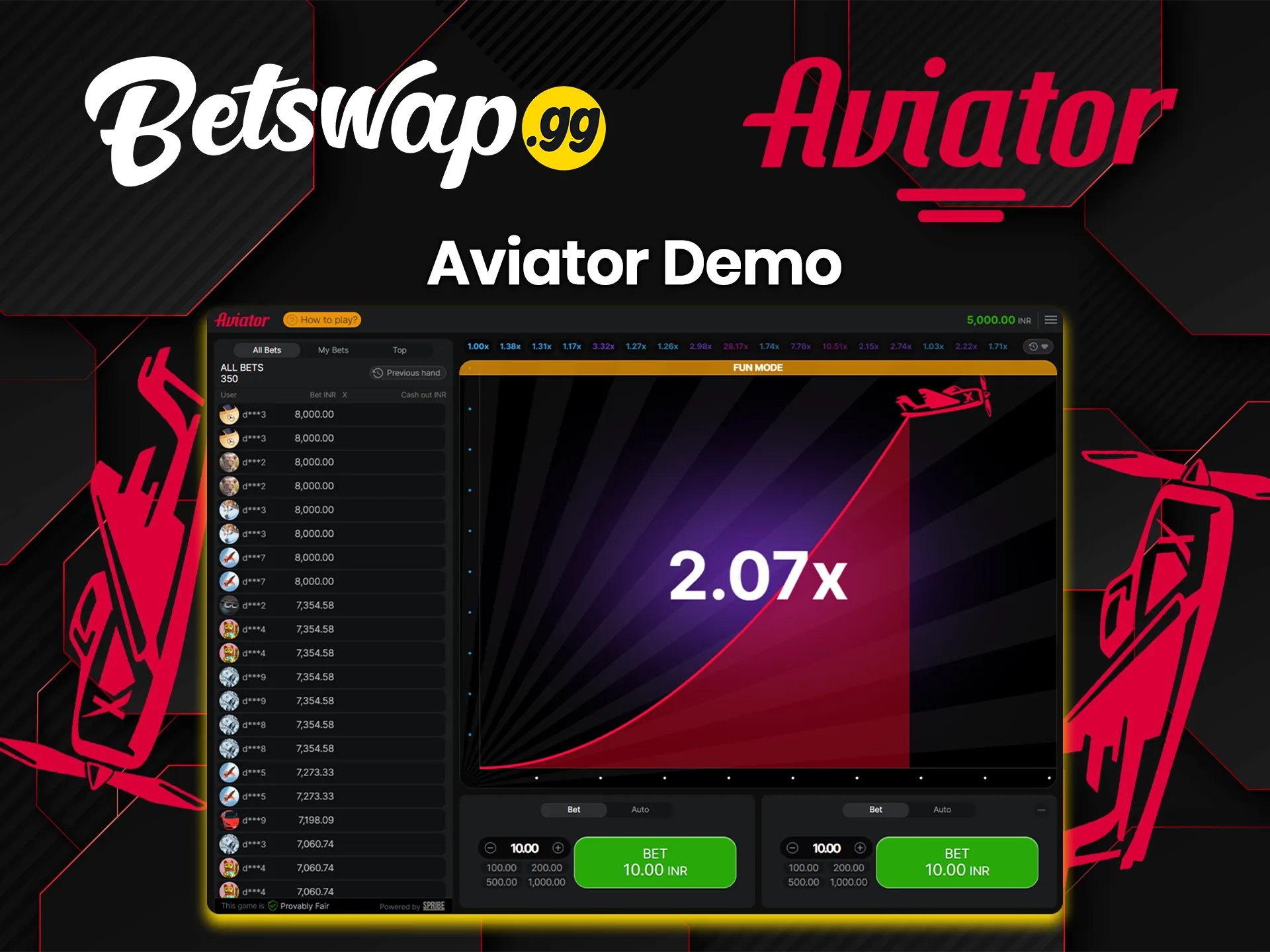 In order to familiarize yourself with the mechanics of Aviator, Betswap offers a demo version of the game.