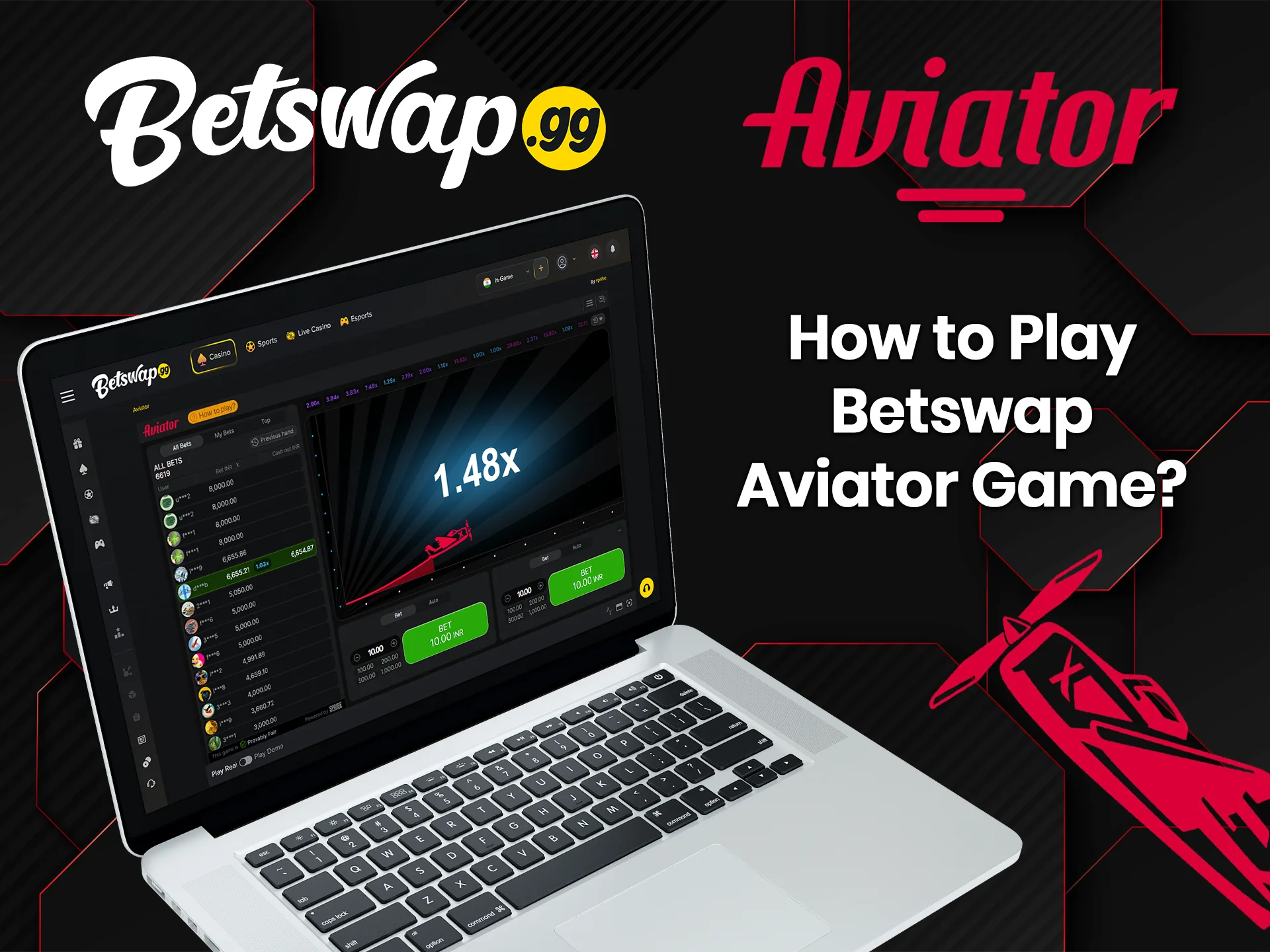 Start playing Aviator at Betswap in just a few steps.