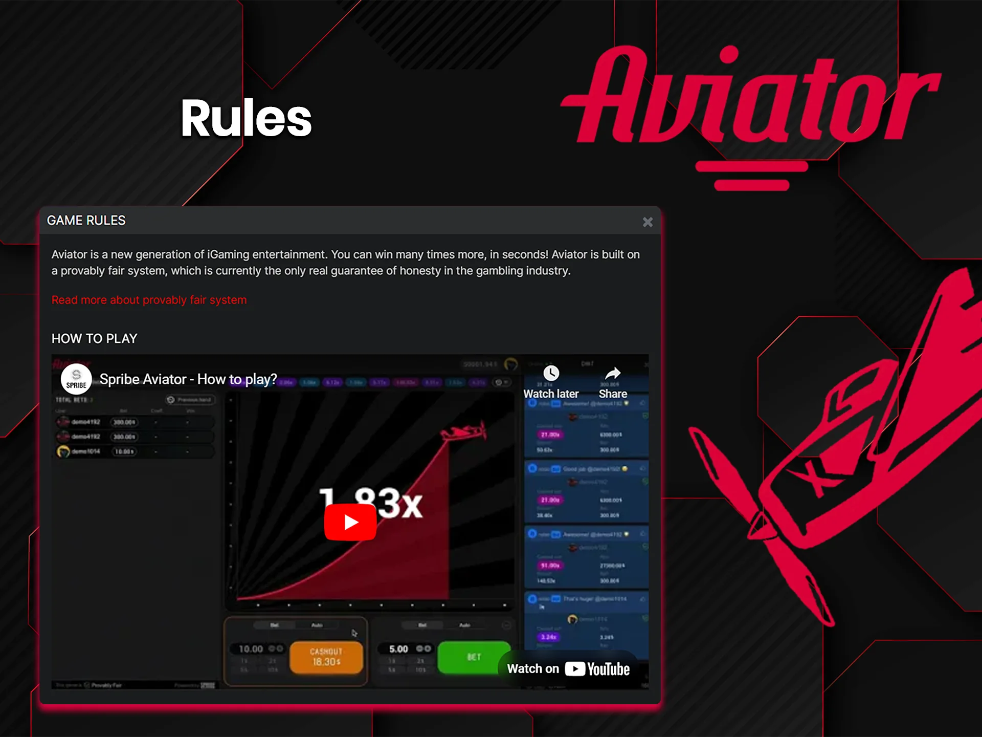 Learn about the rules of the game Aviator.