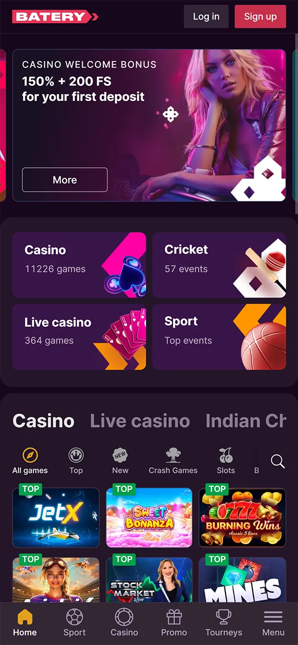 Open the site of your chosen casino to play Aviator demo mode.