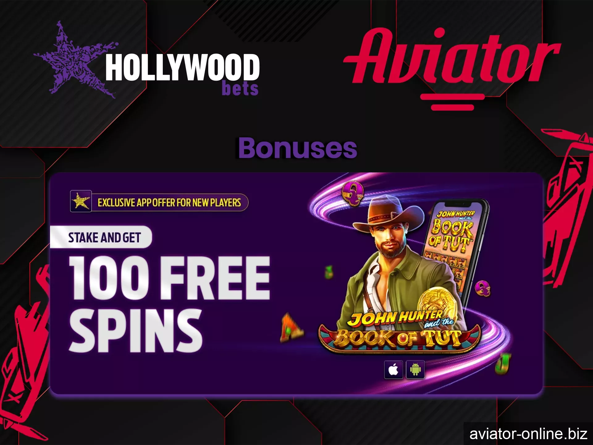 The Hollywoodbets app doesn't offer bonuses for Aviator, but you can find others there.