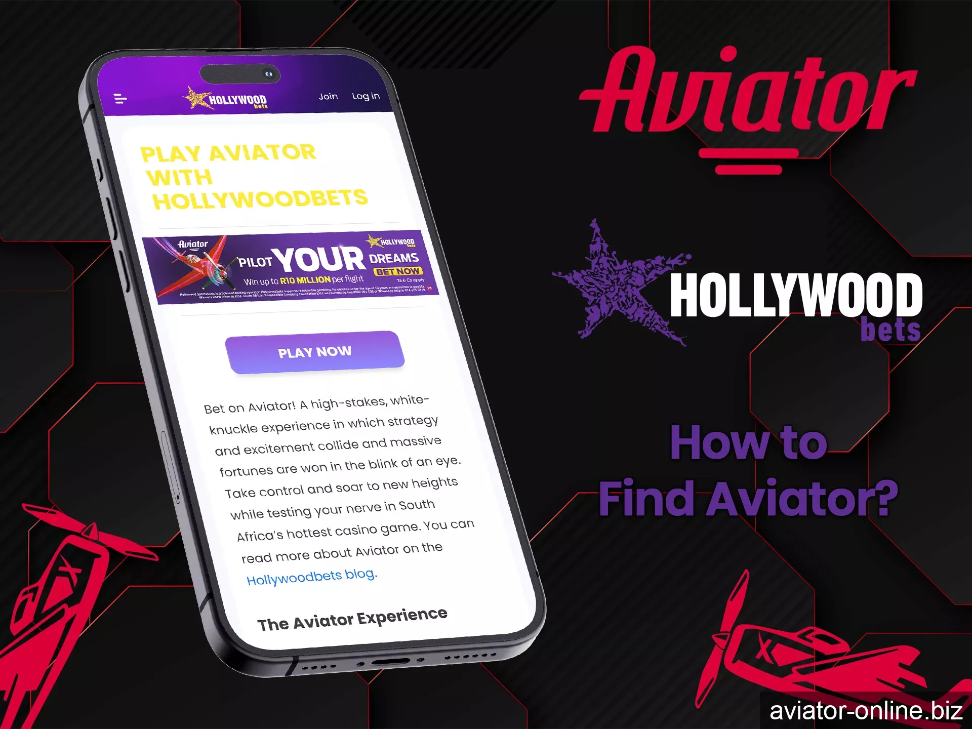 Find an Aviator game through the Hollywoodbets mobile app search.