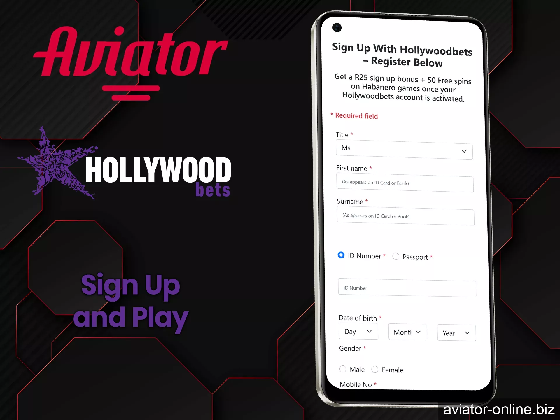 Be careful when registering on the Hollywoodbets mobile app to enter all the details correctly.