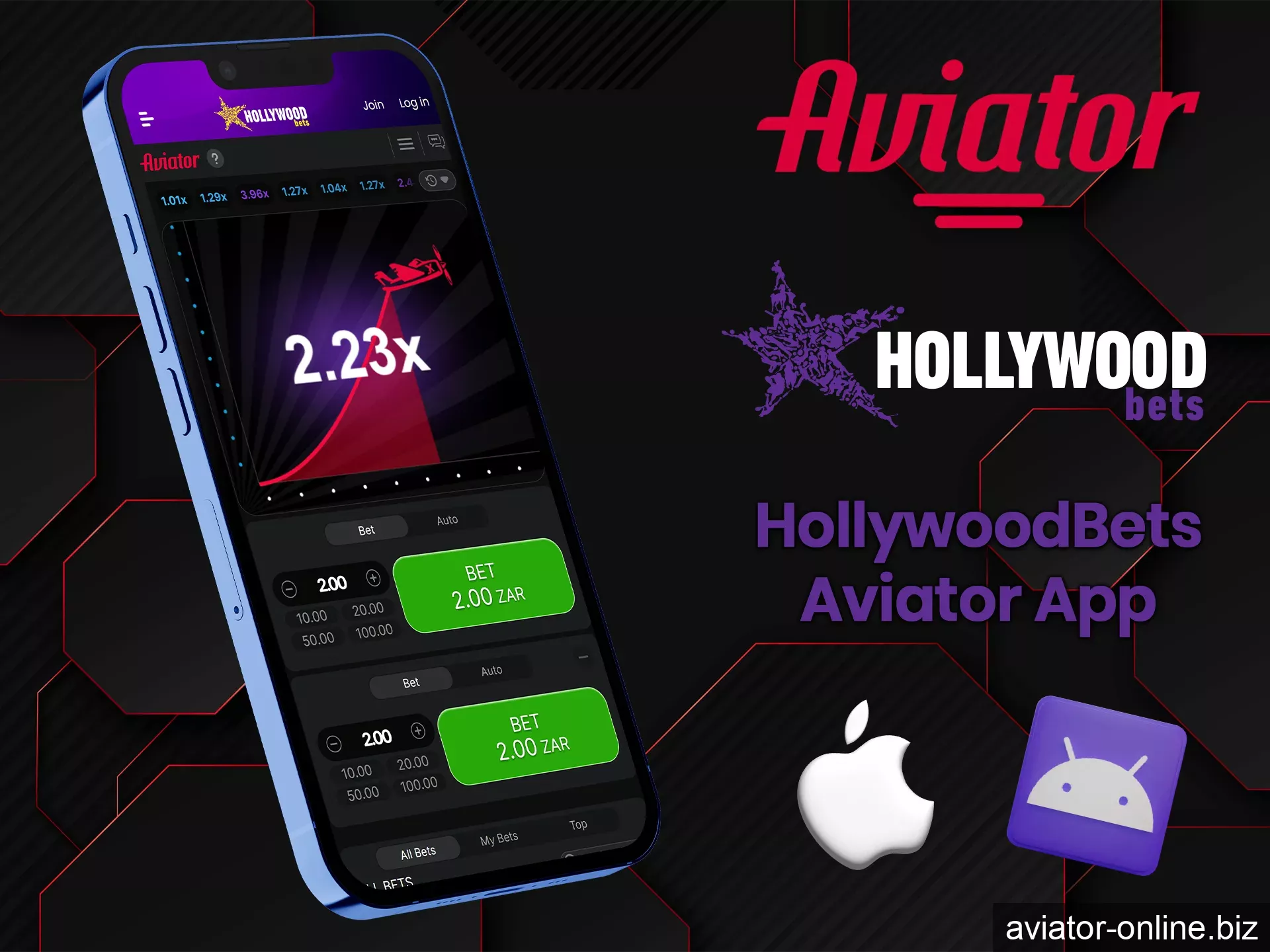 For those who prefer to play Aviator from their phone, HollywoodBets have developed a mobile app.