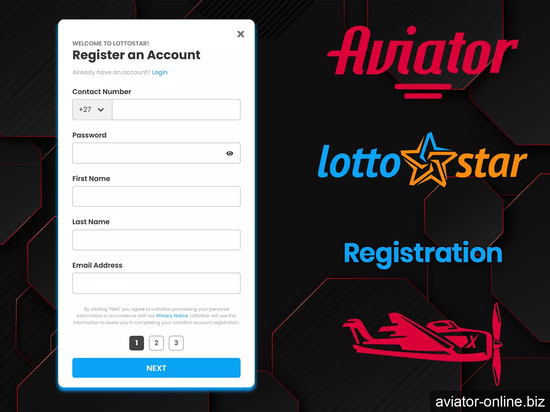 It doesn't take long to register on Lottostar.