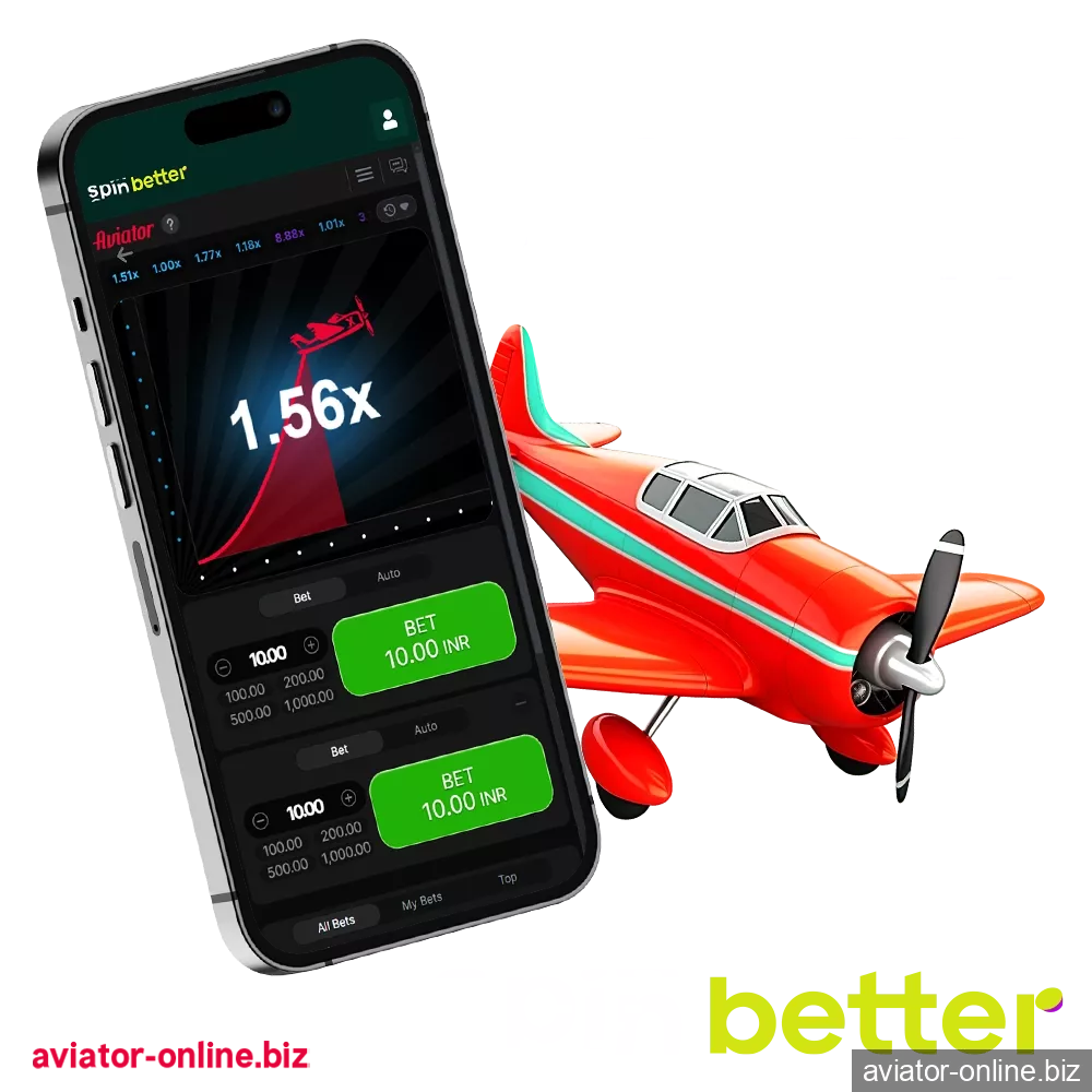 Install the Spinbetter app to play Aviator anytime.