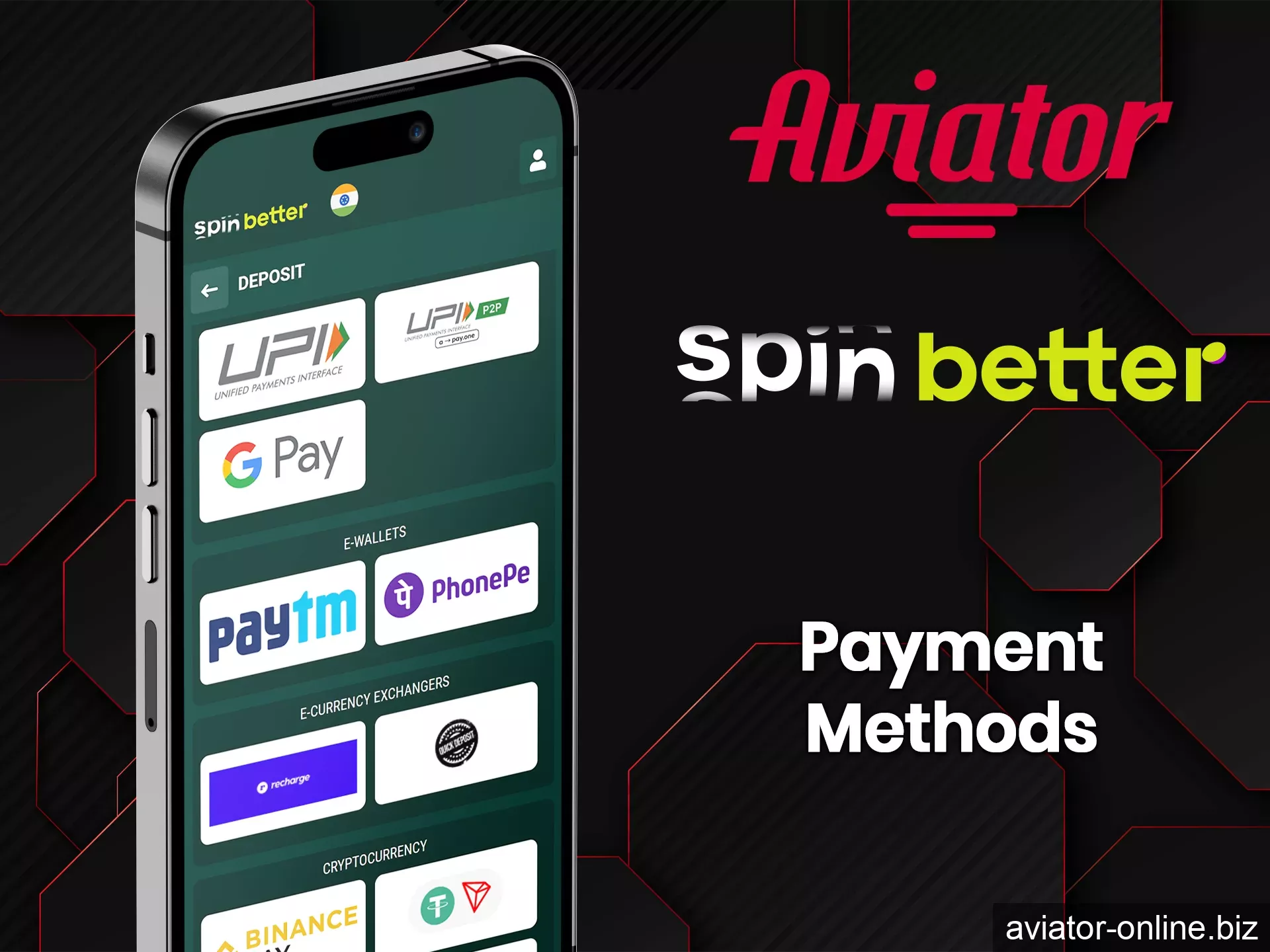 Each player will find a convenient payment system in the Spinbetter app.