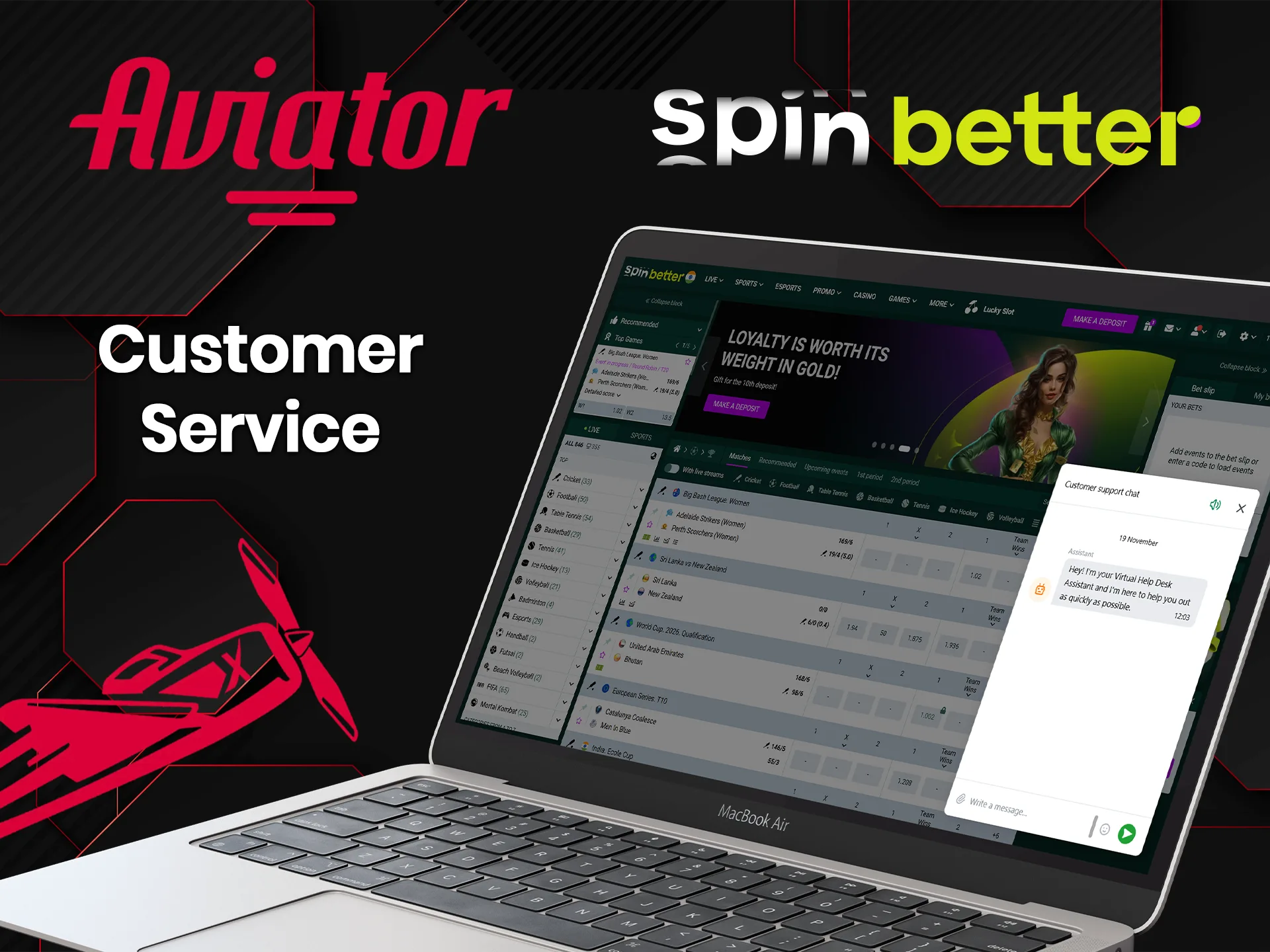 The Spinbetter team is always on call and ready to help you.