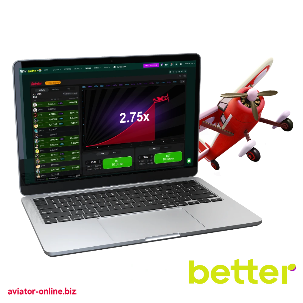 Experience the fun-filled world of Aviator game with Spinbetter.