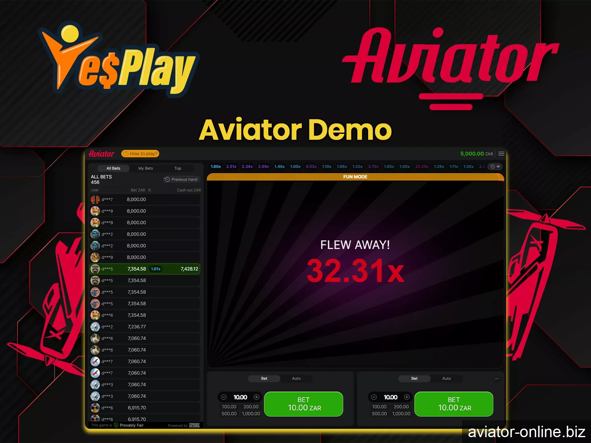 The demo version of Aviator on YesPlay is great for pumping up your skills.