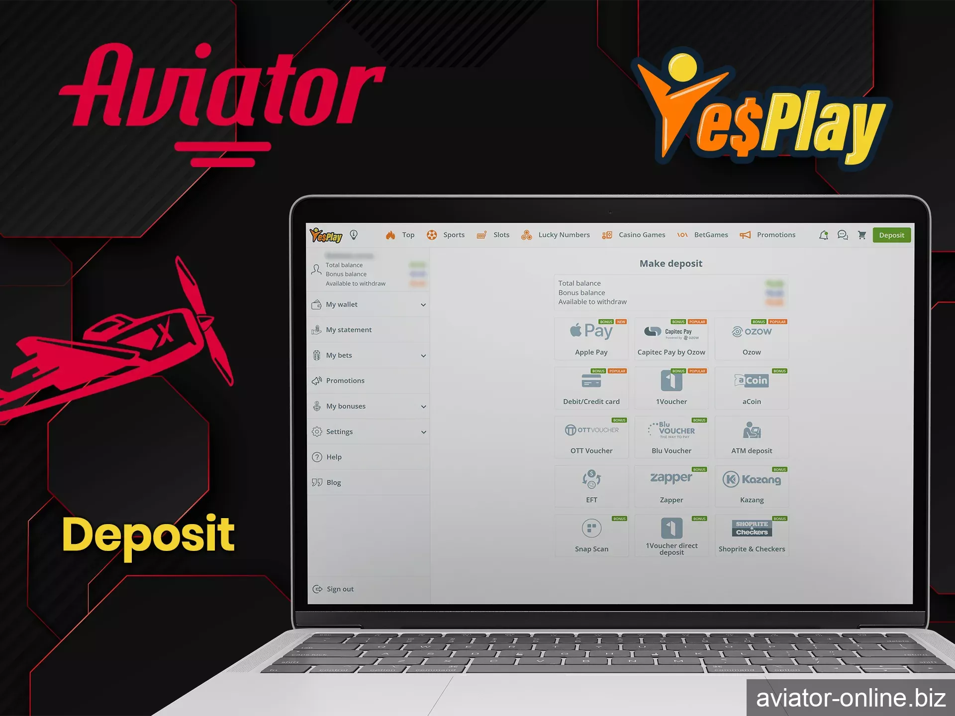 The process of funding an account at YesPlay is easy.