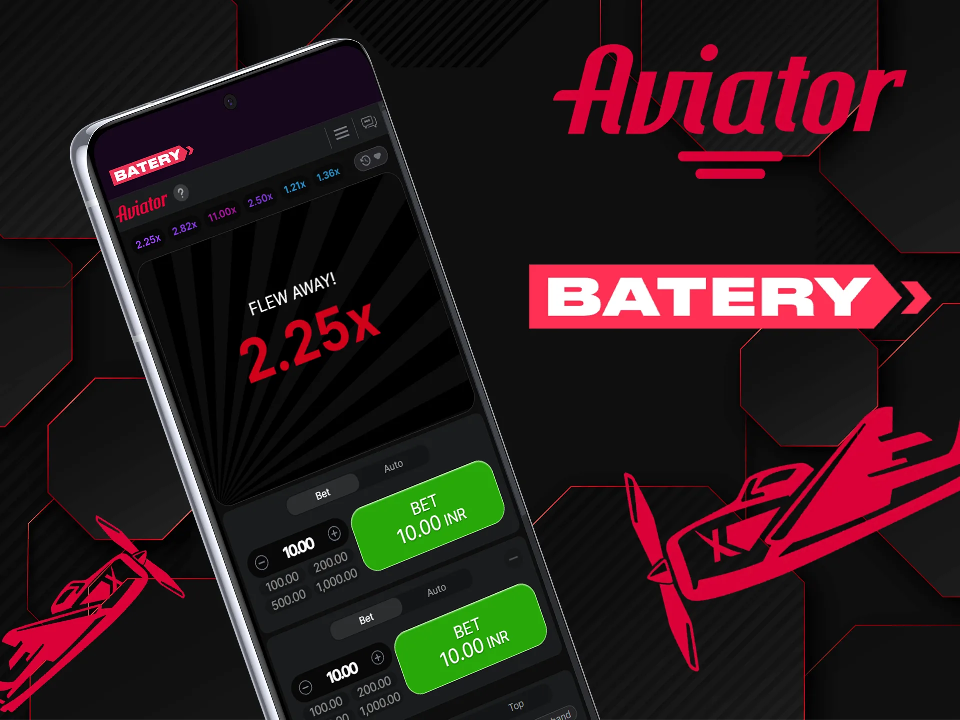 Have an unforgettable experience with Aviator in the Batery app.