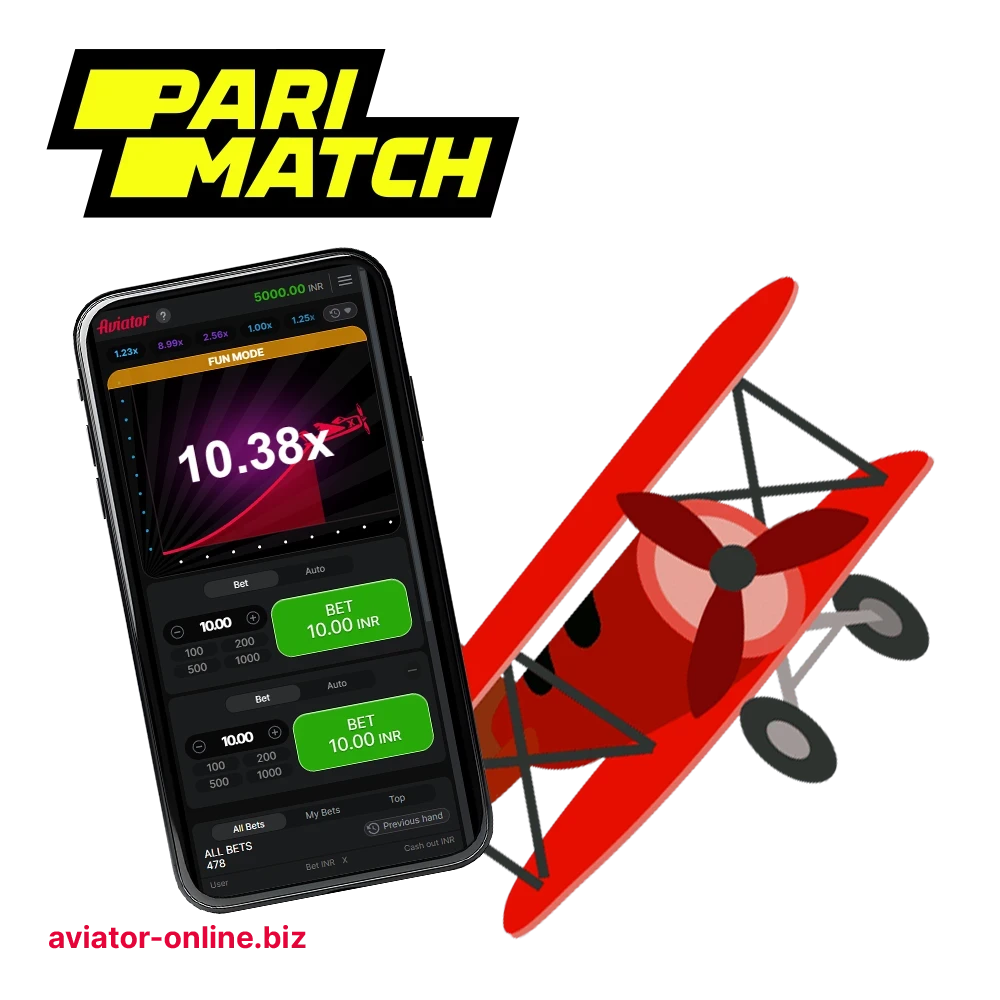 The Parimatch mobile app offers the Aviator game.